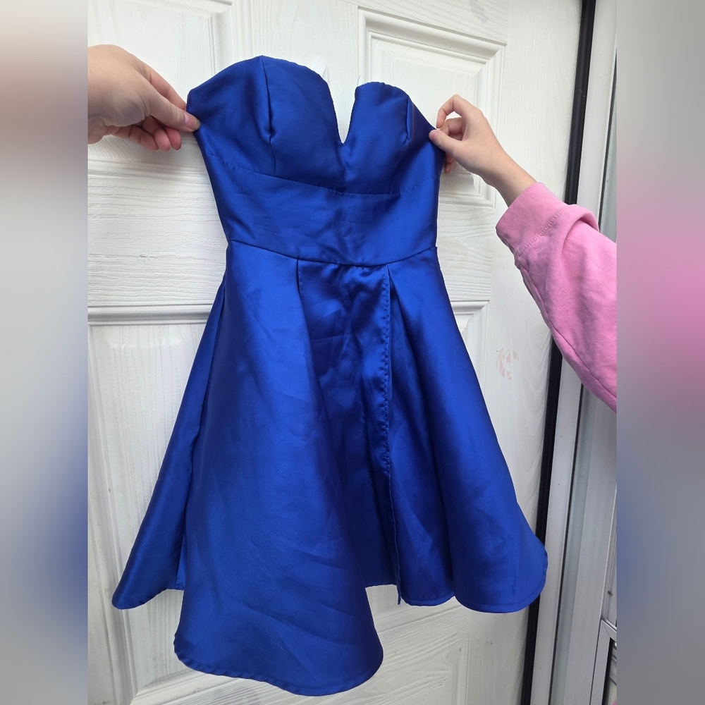 Strapless Fit And Flare Blue Dress